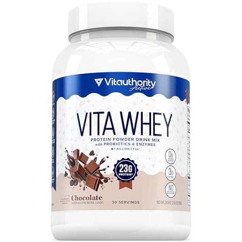 Vitauthority Whey Protein Powder for Women Whey Isolate Probiotics & Enzymes Supports Digestion, Nutrient Absorption & Energy Post-Workout & Daily Nutrition Chocolate Flavored 30 Servings