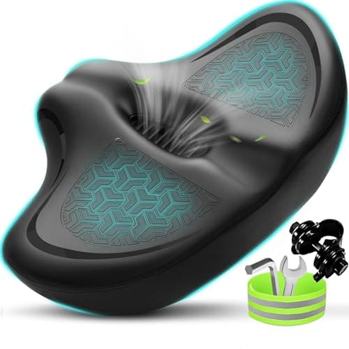 New Noseless Bike Seat Cushion for Men & Women - Extra Padding & Comfort Wide Bicycle Seat, Comfortable Saddle for Peloton Bikes, Exercise Bikes, Electric Bikes, Cruiser Bikes