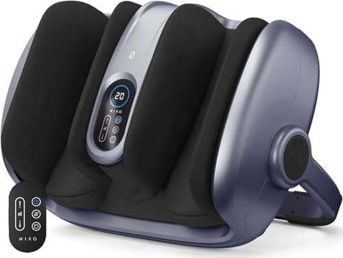MIKO Shiatsu Foot Massager for Circulation & Pain Relief - Deep Tissue Kneading, Heat Therapy for Plantar Fasciitis, Neuropathy, Diabetics - Fits Up to Size 15 - Charcoal