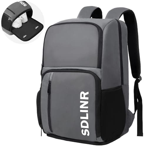 SDLINR Pickleball Bag Fits 4 to 10 Paddles, Large Pickleball Backpack with Shoe Compartment and Fence Hook, Pickle ball Gifts for Men Women (Gray)