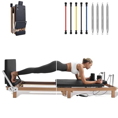 Pilates Reformer for Home Use, Pro Foldable Machine with Jumpboard | Dual Resistance System (Springs + Latex Bands 20-150 lbs) | 88-Inch Space-Saving Home Gym Equipment for Full Body Workout