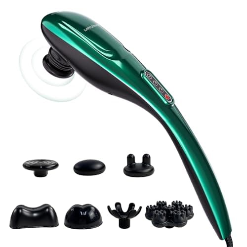 MEGAWISE Handheld Deep Tissue Neck Back Electric Massager for Shoulder, Waist, Leg, 3700 RPM Powerful Motor (Green)