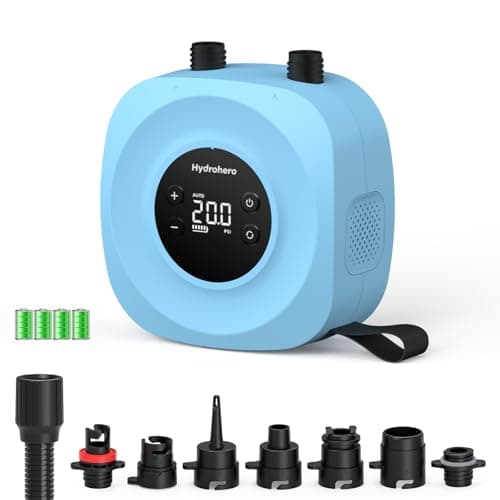 Hydrohero Electric Paddle Board Pump, Rechargeable 20PSI High Pressure SUP Pump, Intelligent Dual Stage Inflation & Deflation, Auto-Off for Stand Up Paddle Boards, Surfing Kite, Tent, Boat (Blue)