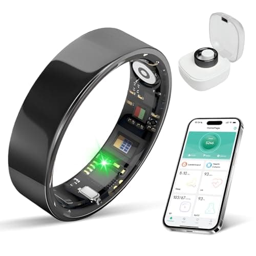 BIEMHA IP68 Waterproof Smart Ring - Fitness & Health Tracker with Sleep/Exercise Monitoring, Unisex for Women Men, iOS & Android Compatible, Long Lasting Battery Life, No Subscription (Black, 10)