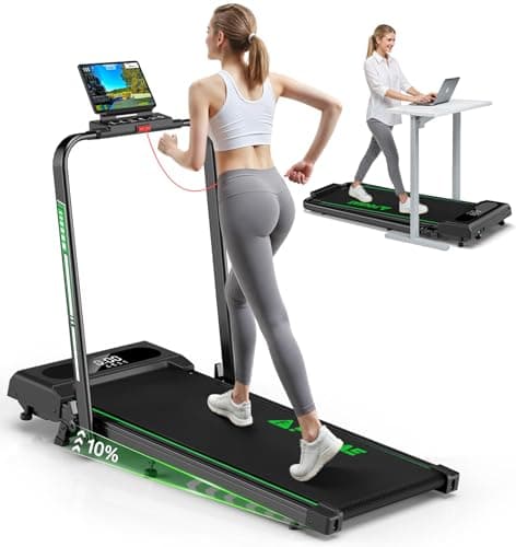 FOUSAE 5 in 1 Foldable Treadmill, 7.5 MPH Treadmills for Home with App Compatible, Treadmill with 10% Incline, 3.0HP Brushless Drive, Remote Control and LED Display, 12 HIIT Programs, 400 LBS Capacity