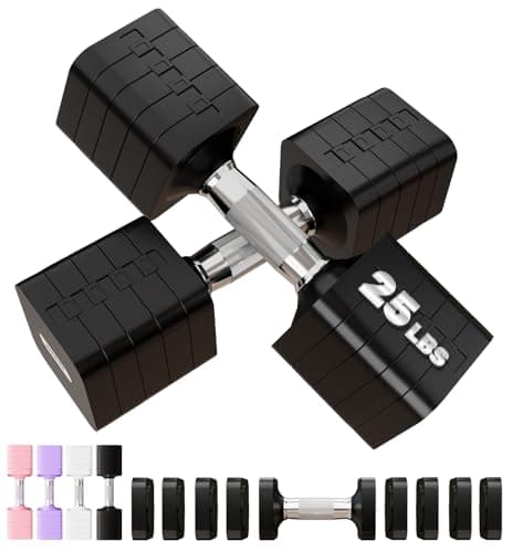 50LBS Adjustable Dumbbells Set 5 in 1 Free Weights Dumbbells Sets for Women Men Hand Weights Set Adjust Dumbbell Weight Sets for Home Gym Exercise Workout Strength Training Equipments, Black
