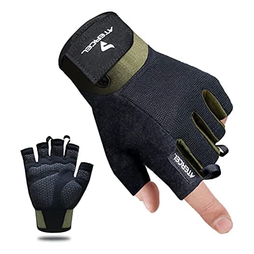 ATERCEL Workout Gloves for Men and Women, Exercise Gloves for Weight Lifting, Cycling, Gym, Training, Breathable and Snug fit (Green, Medium)