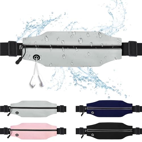 Slim Running Belt For Men and Women Waist Fanny Pack Phone Holder Pouch Bag Reflective Zipper Pocket Workout Cycling Fitness