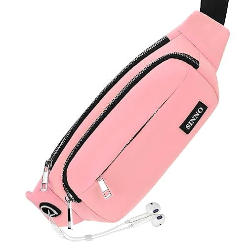 SINNO Pink Fanny Packs for Women Fashion Waist Packs Crossbody Belt Bag for Travel Running Workout Dog Walking Outdoors Yoga Sport Easy Carry All Phone Wallet
