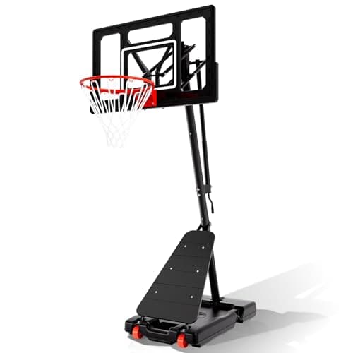 AWII SPORT Basketball Hoop Outdoor 40Inch Impact Backboard, 5.5-10FT Height Adjustable Basketball Hoop Goal System with Portable Wheels for Adults