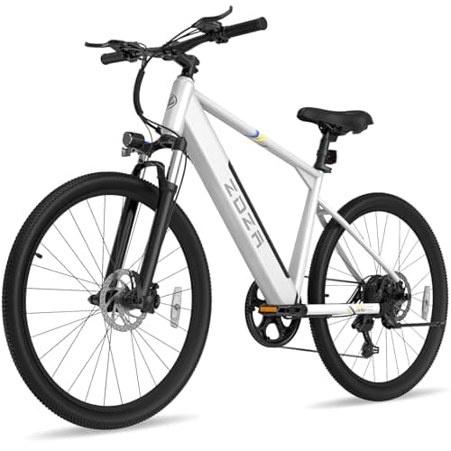 ZDZA Electric Bike, 1000W Peak Motor, 26” E Bike for Adults, 40 Miles Range & 22 Mph Ebike, Electric Bicycle for Commute, 7 Speed & Colorful LCD Display (White)