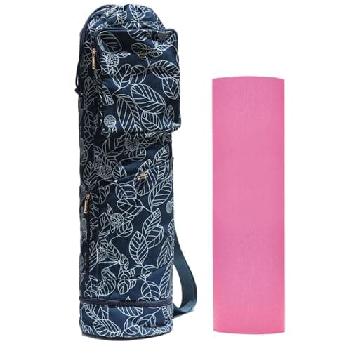 ESVAN Yoga Mat Bag with Multi Pockets Drawstring Yoga Mat Carrier Pilates Exercise Multi-Functional Storage Bag