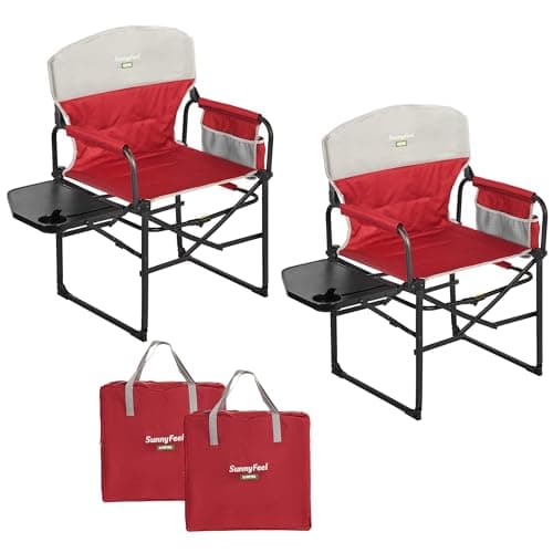 SUNNYFEEL Camping Directors Chair, Heavy Duty,Oversized Portable Folding Chair with Side Table, Pocket for Beach, Fishing,Trip,Picnic,Lawn,Concert Outdoor Foldable Camp Chairs