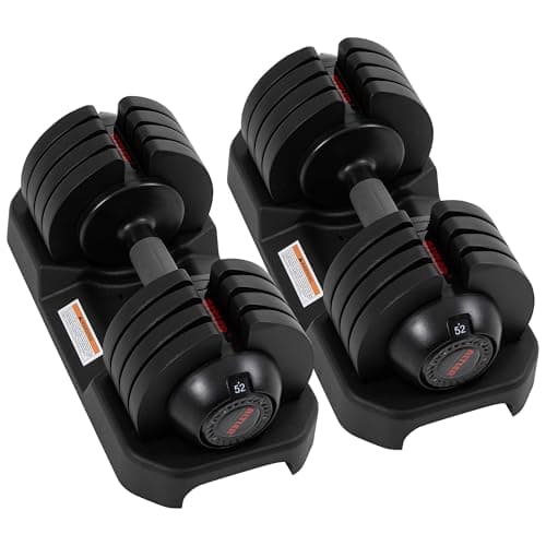 ALTLER Adjustable Dumbbell Set, 52LB Pair with Tray for Workout Strength Training Fitness, Adjustable Weight Dial Dumbbell with Anti-Slip Handle and Weight Plate for Home Exercise