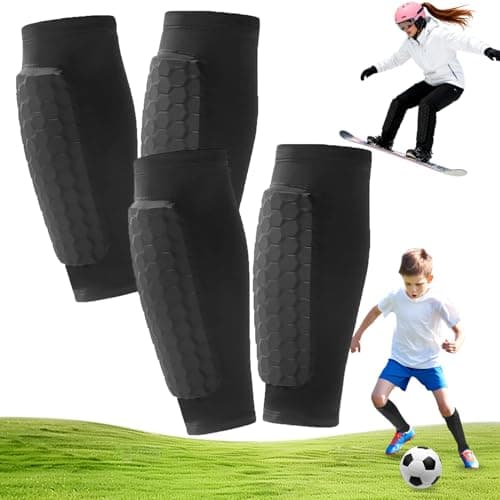 2 Pairs Soccer Shin Guards, Shin Guards Soccer Kids Youth Adult Calf Compression Sleeve with Honeycomb Pads Lightweight Calf Protective Gear for Football & Baseball Boxing MTB for Boys, Girls