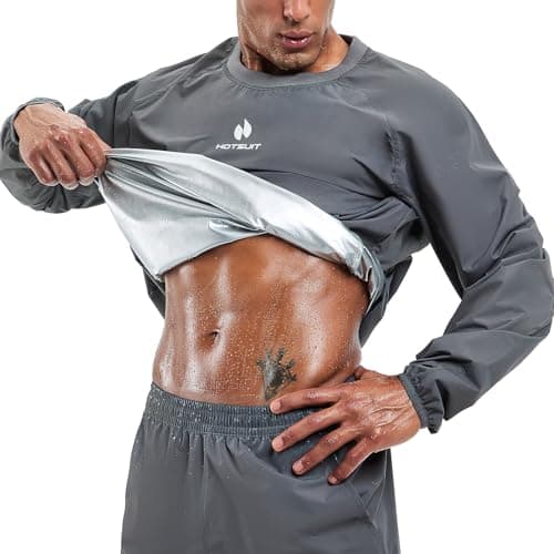 HOTSUIT Men's And Womens Sauna Suit Jacket Anti Rip Gym Workout Pullover Sauna Sweat Jacket, Grey, XL