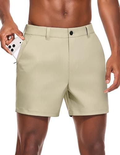 PULI Mens Golf Shorts 5 Inch Inseam Dress Casual Shorts Stone 34