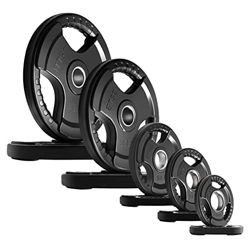 RitFit Weight Plates for Barbell, 2-Inch Olympic Rubber Grip Plates for Weightlifting and Strength Training in Home & Gym, Single, Pair and Sets(315LB, Set)