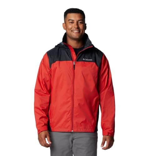 Columbia Men's Glennaker Lake II Rain Jacket, Sail Red/Black, 1X