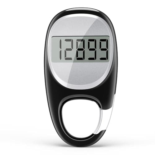 Simple Pedometer for Walking, Accurate Step Tracker with Carabiner, 3D Step Counter for Men Women Seniors - Black