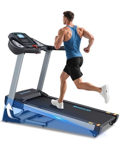 BORGUSI Treadmill with 15% Auto Incline - 350 LBS Capacity, 3.5HP Electric Folding Treadmill Up to 10MPH Speed, Running Machine with 20" Wide Tread Belt & LCD Display for Home Use