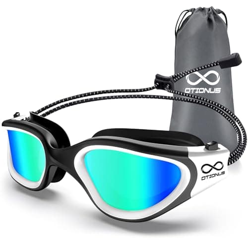 Otionus Swim Goggles, Polarized Adult Swimming Goggles Bungee Strap No Hair Pulling Anti-fog Pool Goggles for Men Women