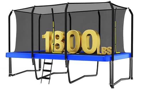 Zupapa 1800LBS Weight Capacity Rectangle Trampoline 10x17FT 9X15FT 8X14FT Outdoor Square Gymnastics Trampolines with Basketball Hoops for Kids Adults Long Large Big Rectangular Tumbling Trampolin