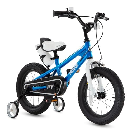 Royalbaby Freestyle Outdoor Children's Bicycle Dual Handbrakes Sporty Kid Bike with Training Wheels and Adjustable Seat, 16 Inch, Blue