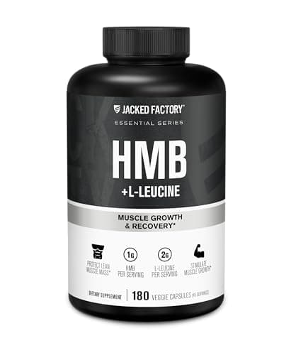 Jacked Factory HMB + Leucine Capsules - L-Leucine 2g, HMB 1g - Stimulate Muscle Growth, Protect Lean Muscle Mass, and Improve Athletic Performance - 180 Capsules
