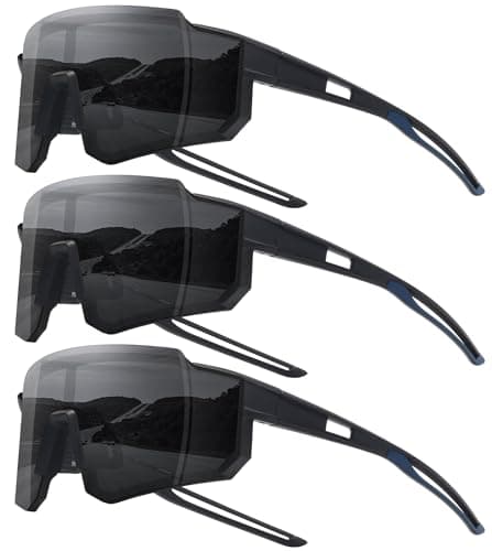 STORYCOAST Sports Running Sunglasses for Men Women Cycling Driving Fishing Bike Sunglasses Polarized UV400 Protection 3Pack Matte Black/Gray+ Black/Gray+ Black/Gray