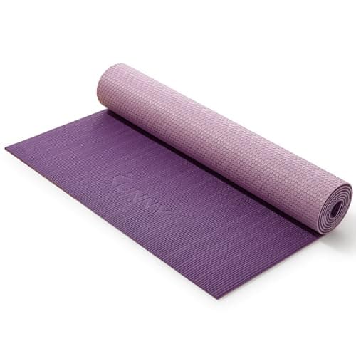 Sunny Health & Fitness Anti-Slip Dual Color Exercise Yoga Mat 6mm Thick Non-Slip Fitness Mat for Standard or Hot Yoga, Pilates, and Floor Workouts - 71 x 24 Inches (Purple) - SF-EM02-PR