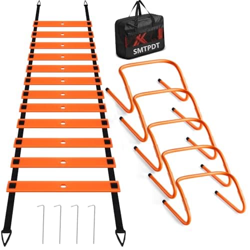 Speed and Agility Training Equipment: 5 Adjustable Agility Hurdles. 20ft Agility Ladder, Soccer Training Equipment Set for Kids Youth Adults
