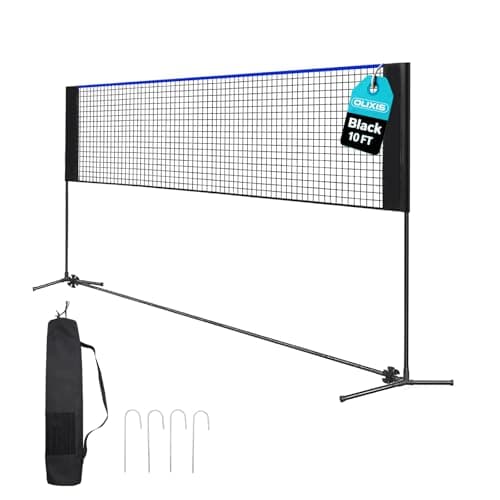 OLIXIS Portable Badminton Net, 2-5 FT Height Adjustable Volleyball Net, Badminton Net with Carry Bag, Volleyball Net, Pickball Net, Backyard Game Indoor Outdoor Use, 10FT Wide, Blue