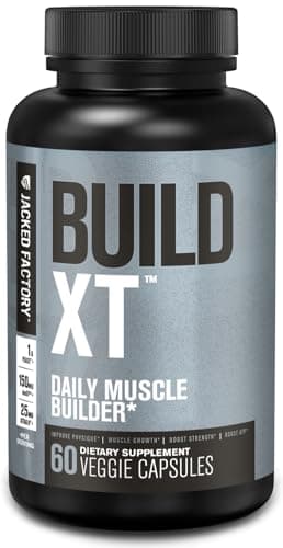 Jacked Factory Build-XT Daily Muscle Builder & Performance Enhancer - Muscle Building Supplement for Muscular Strength & Growth | Trademarked Ingredients Peak02, ElevATP, & Astragin - 60 Veggie Pills