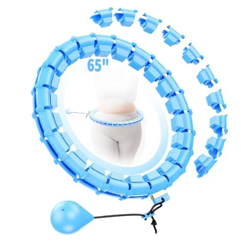 RJOP Weighted Hoop Fitness Circle – 32 Detachable Segments, 65-Inch Plus Size, Efficient Home Fitness and Weight Loss for Adults & Women (Blue)