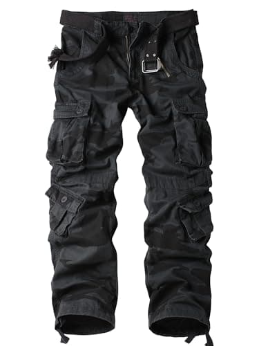 AKHIKING Men's Camo Cargo Work Pants Cotton Tactical Ripstop Casual Combat Pants with 8 Pockets Zhandi 44x32