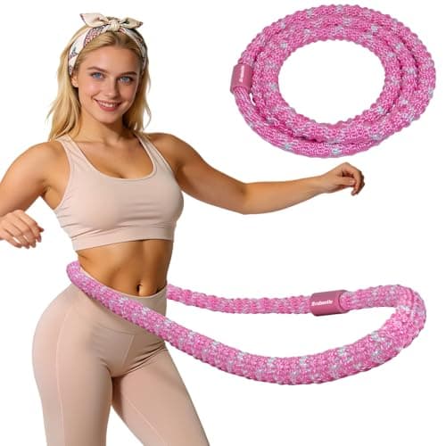 Brobantle Soft Fitness Spring Hoop for Women Weight Loss, 3.3 lbs Weighted Exercise Infinity Hoop, Foldable and Portable Hula Circle Hoops for Home Travel (Pink)