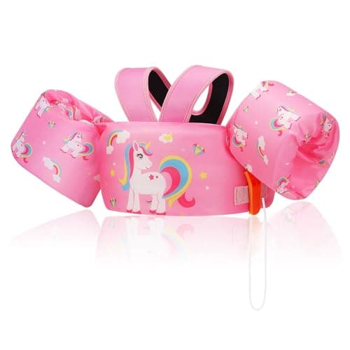 MoKo Swim Arm Band for Kids 20-30-40-50lbs, Clearance Toddler Swim Vest Cute Cartoon Swimming Wings Pool Floats Sleeve Children Water Sports Learning Swim Training Equipment, Pink & Colored Unicorn