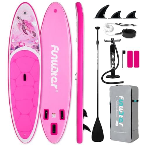 FunWater Stand Up Paddle Board Ultra-Light Inflatable Paddleboard with SUP Accessories for Adults & Youth of All Skill Levels (Pink Turtle)