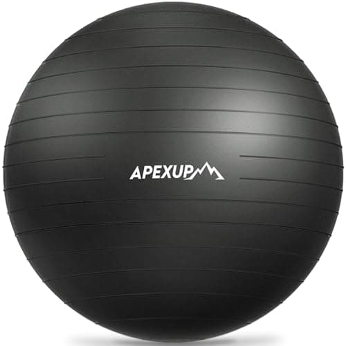 APEXUP Yoga Ball Exercise Ball Anti Slip Heavy Duty for Fitness, Balance & Core Workout, Balance Training, Pregnancy & Physical Therapy, 5 Sizes (XL (27"~30") 75cm, Black)