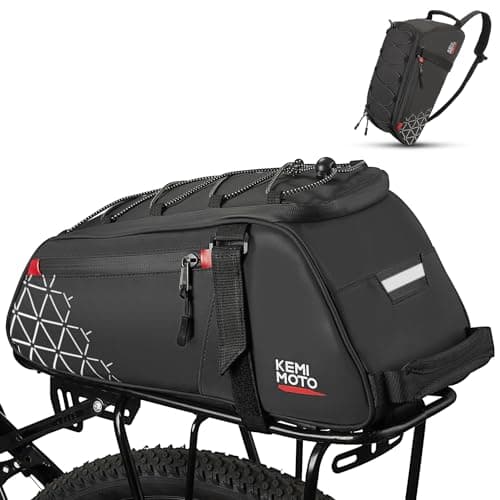 KEMIMOTO Rear Bike Rack Bag - 8L PVC Water Resistant Ebike Bags for Bicycle Rear Rack, Bicycle Trunk Pannier for Commuter Travel Shopping and Cycling (Black)