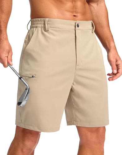 G Gradual Men's Casual Shorts 7" Lightweight 4 Pockets Stretch Quick-Dry Summer Shorts for Golf Work Hiking Trips (7", Light Khaki, L)