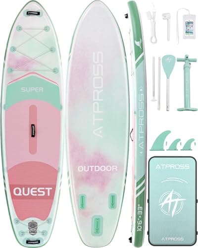 10'6''x33''Inflatable Stand Up Paddle Board, 400lbs Extra Ultra-Light Blow Up Paddle Board, Premium SUP Accessories Kit & Backpack, Non-Slip Stable Deck Boat for Yoga Fishing Surf