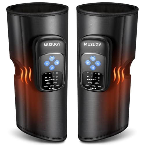 Musugy Cordless Calf Massager with Heat and Compression : Rechargeable Leg Compression Massager with 5 Modes, 5 Intensities for Pain Relief and Circulation - Calf Massage Device for Muscle Recovery