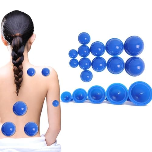 YESIMET Silicone Vacuum Cupping Therapy Set,w/12 Different Massage Cups,Professionally Chinese Massage Cups for Cupping Therapy,Cellulite Reduction and Back Pain Relief Physical Travel Set(Blue)