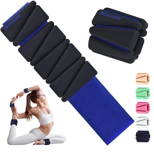 BECOJADDE Ankle Weights Set of 2 (2 lb Each) Wrist Weights for Women Men Adjustable Arm & Leg Weighted Bangles Wristbands for Home Pilates, Walking, Yoga, Workout, Pool Exercise Black Blue