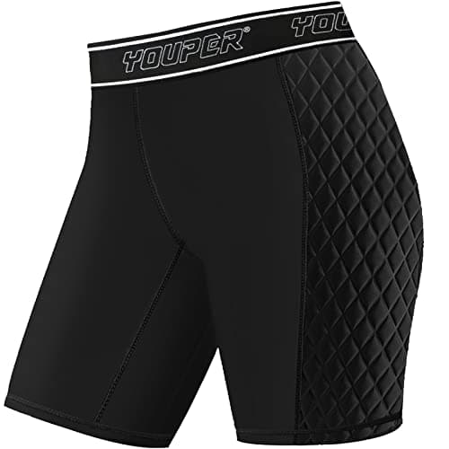 Youper Women's Classic Softball Sliding Shorts, Compression Padded Slider Shorts (Black, Small)