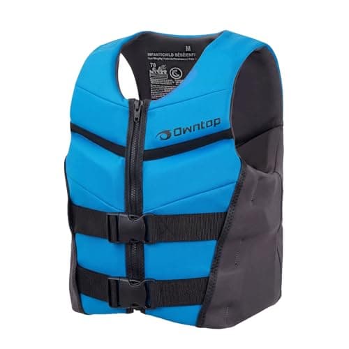 Owntop Swim Vest Youth 75-125 lbs, Neoprene Swim Jacket Kids, Lightweight, Quick-Dry, Buckles Zipper, Kayak, Swimming Training, Boating, Watersports (Blue, L)