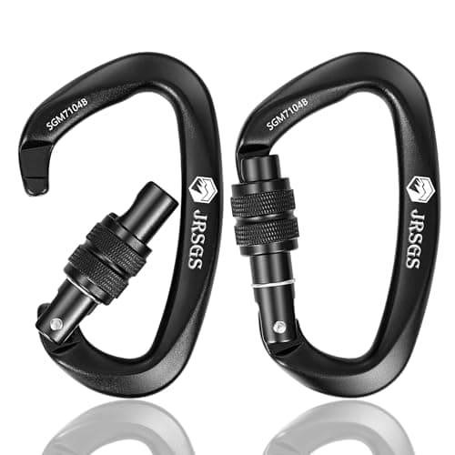 JRSGS 25KN Locking Climbing Carabiner Clips, UlAA Certified Rockclimbing Carabiner,Heavy Duty Carabiners Equipment,Large SizeCarabiner for Climbing, Rappelling,Hunting and Rescue