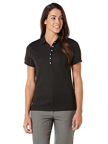 Callaway Women's Short Sleeve Ottoman Stretch Performance Golf Polo, Sun Protection, Moisture-Wicking (Available in Plus), Black, XX-Large